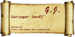 Geringer Jenő névjegykártya